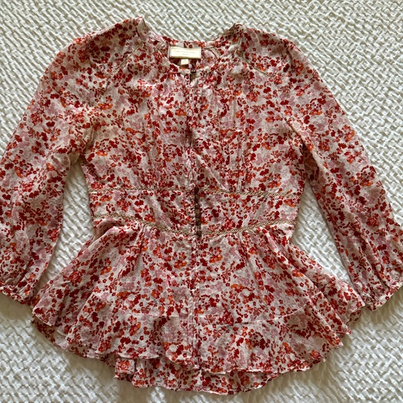 Moulinette Soeurs Anthropologie Peplum Floral Blouse, Size 4 - Picture 2 of 10